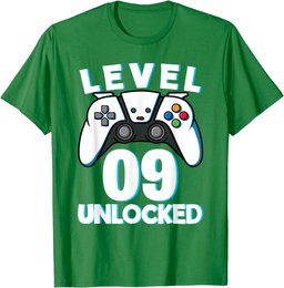 Level 9 Unlocked 9th Birthday Gaming Gamer Boys T-Shirt