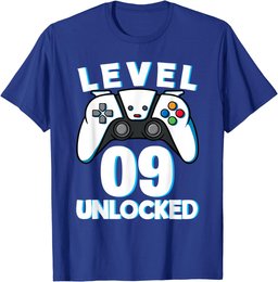 Level 9 Unlocked 9th Birthday Gaming Gamer Boys T-Shirt