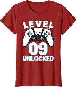 Level 9 Unlocked 9th Birthday Gaming Gamer Boys T-Shirt