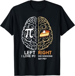 Funny Pi Day Left Vs Right Brain Pie Shirt Math Geek Gift T-Shirt