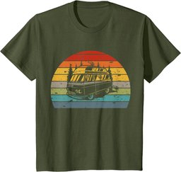 Campervan Woman Campervan Campsite Born Vintage Retro T-Shirt