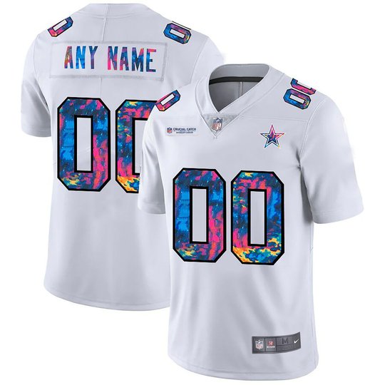 Cowboys Crucial Catch Multicolor Custom Jersey - All Stitched