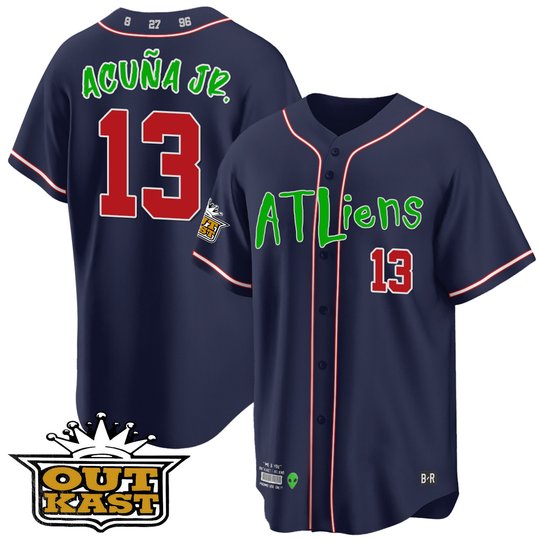 Men's Atlanta Braves Atliens Cool Base Jersey - All Stitched
