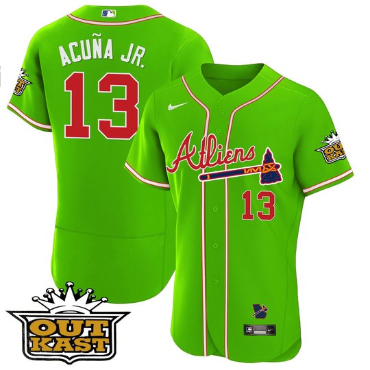 Youth's Atlanta Braves Atliens Flex Base Jersey - All Stitched