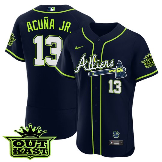 Men's Atlanta Braves Atliens Flex Base Jersey V2 - All Stitched