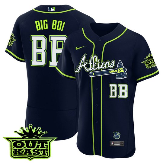 Men's Atlanta Braves Atliens Flex Base Jersey V2 - All Stitched