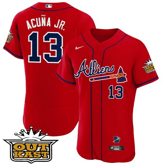 Men's Atlanta Braves Atliens Flex Base Jersey V2 - All Stitched