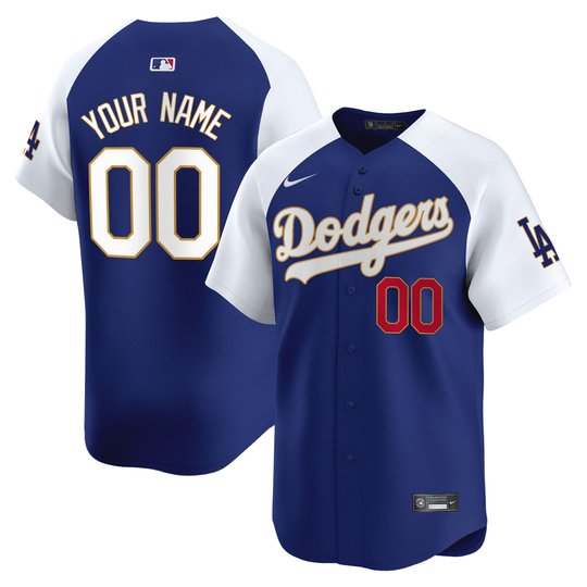 Los Angeles Dodgers Gold Trim Vapor Premier Limited Custom Jersey - All Stitched