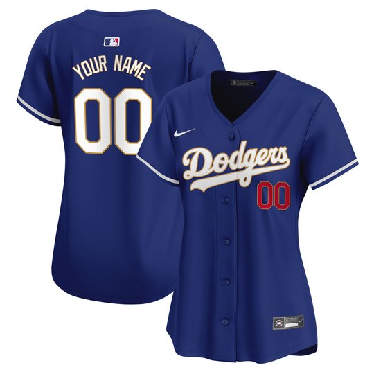 Los Angeles Dodgers Gold Trim Vapor Premier Limited Custom Jersey - All Stitched