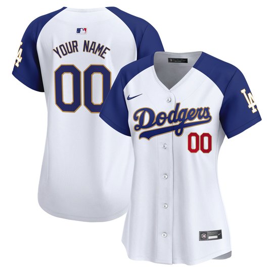 Los Angeles Dodgers Gold Trim Vapor Premier Limited Custom Jersey - All Stitched