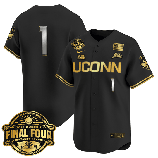Men's Size - UConn Huskies 2025 Big Eat Women's Final Four Patch Vapor Baseball Jersey - All Stitched
