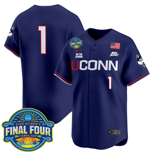 Men's Size - UConn Huskies 2025 Big Eat Women's Final Four Patch Vapor Baseball Jersey - All Stitched