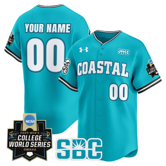 Coastal Carolina Chanticleers 2025 World Series Vapor Premier Limited Custom Jersey - All Stitched