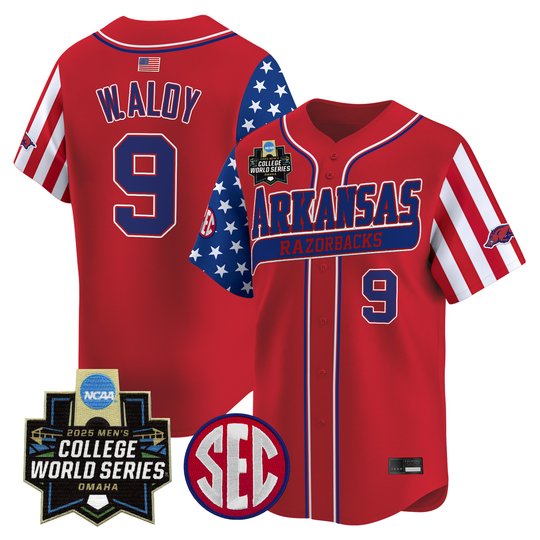 Men's Arkansas Razorbacks 2025 Independence Day Vapor Premier Limited Jersey - World Series Patch - All Stitched