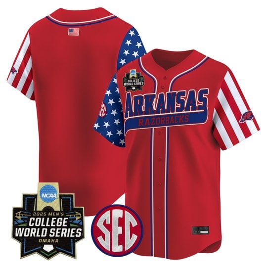 Men's Arkansas Razorbacks 2025 Independence Day Vapor Premier Limited Jersey - World Series Patch - All Stitched