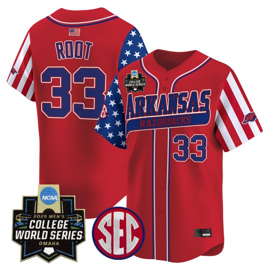 Men's Arkansas Razorbacks 2025 Independence Day Vapor Premier Limited Jersey - World Series Patch - All Stitched