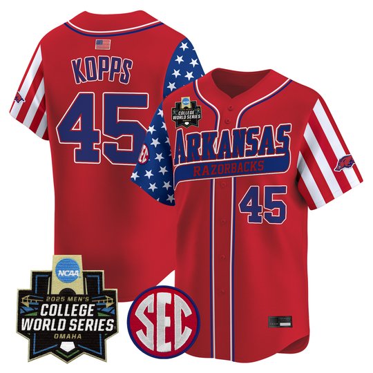 Men's Arkansas Razorbacks 2025 Independence Day Vapor Premier Limited Jersey - World Series Patch - All Stitched