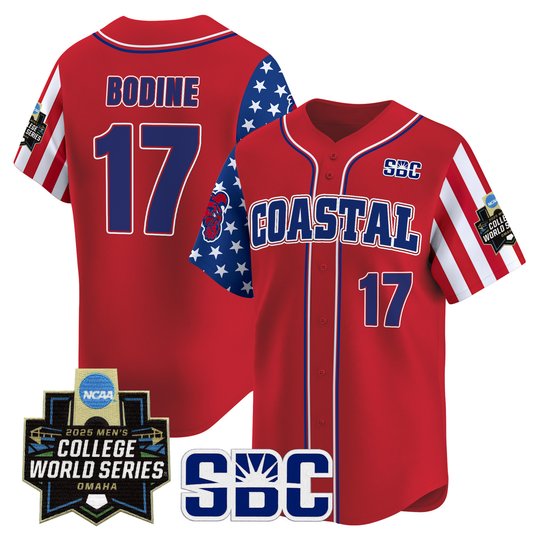 Men's Coastal Carolina Chanticleers 2025 Independence Day Vapor Premier Limited Jersey - World Series Patch - All Stitched