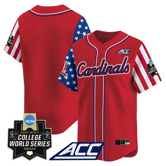 Men's Louisville Cardinals 2025 Independence Day Vapor Premier Limited Jersey - World Series Patch - All Stitched