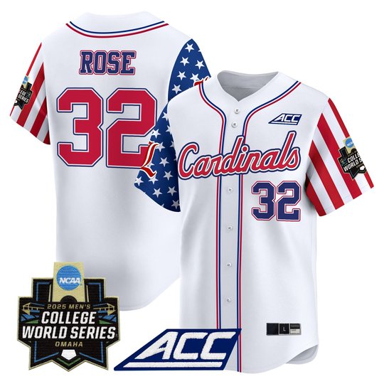 Men's Louisville Cardinals 2025 Independence Day Vapor Premier Limited Jersey - World Series Patch - All Stitched