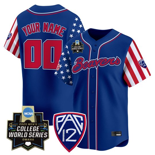 Oregon State Beavers 2025 Independence Day Vapor Premier Limited Custom Jersey - World Series Patch - All Stitched