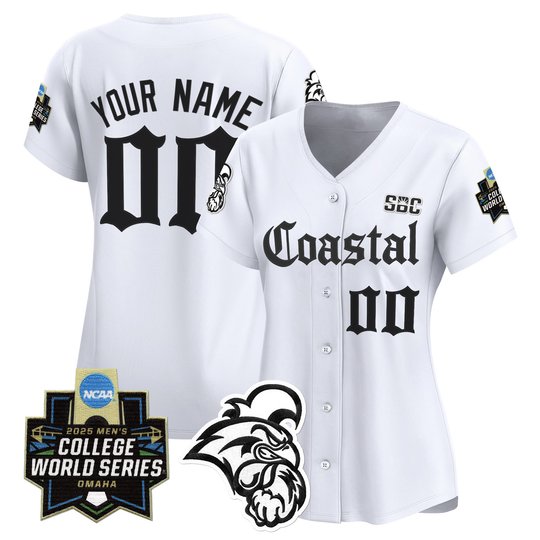 Coastal Carolina Chanticleers 2025 World Series 'Gothic Coastline Edition' Vapor Premier Limited Custom Jersey - All Stitched