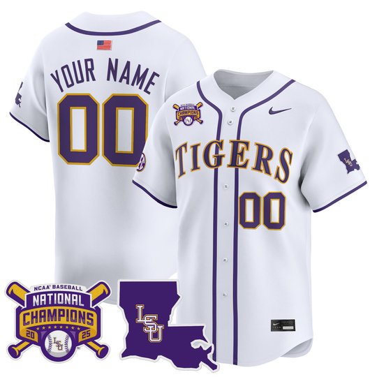 LSU Tigers 2025 College World Series Champions Vapor Premier Limited Custom Jersey - All Stitched