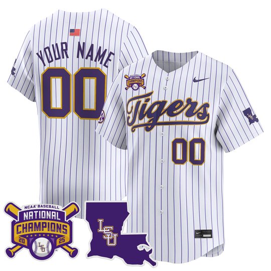 LSU Tigers 2025 College World Series Champions Vapor Premier Limited Custom Jersey - All Stitched
