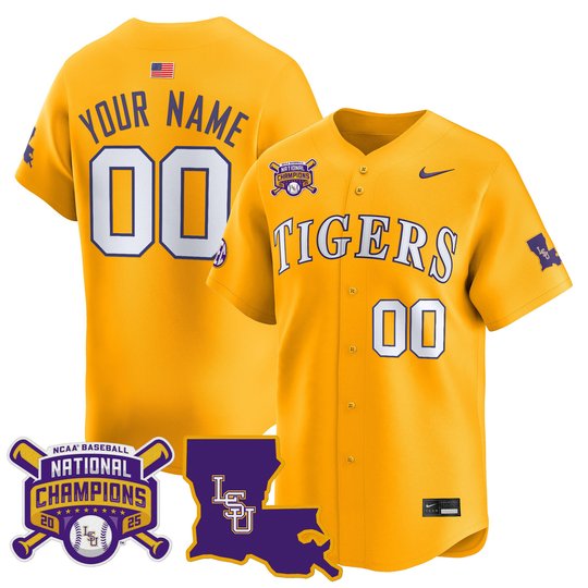 LSU Tigers 2025 College World Series Champions Vapor Premier Limited Custom Jersey - All Stitched