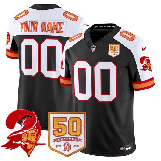 Tampa Bay Buccaneers Throwback 50th Season Patch Vapor Limited Custom Jersey - All Stitched
