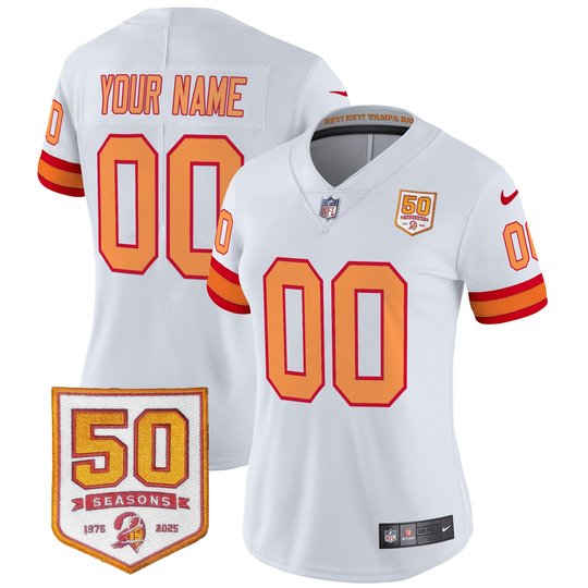 Tampa Bay Buccaneers Throwback 50th Season Patch Vapor Limited Custom Jersey - All Stitched