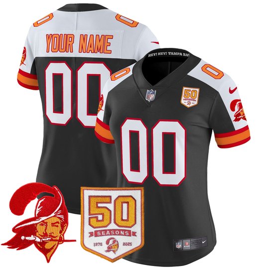 Tampa Bay Buccaneers Throwback 50th Season Patch Vapor Limited Custom Jersey - All Stitched