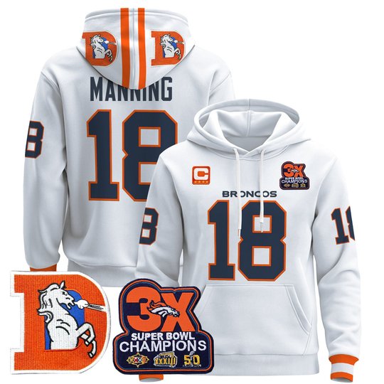 Men's Denver Broncos Throwback Premium Pullover Hoodie - All Stitched