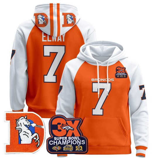 Men's Denver Broncos Throwback Premium Pullover Hoodie - All Stitched