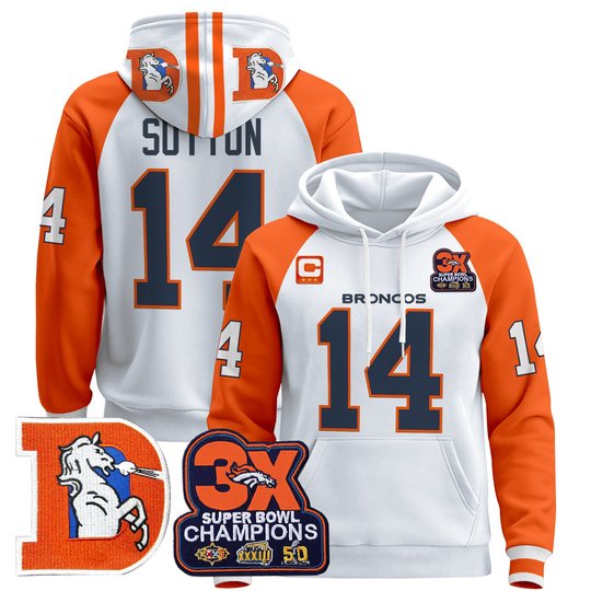 Men's Denver Broncos Throwback Premium Pullover Hoodie - All Stitched