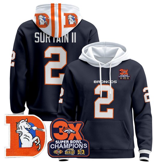 Men's Denver Broncos Throwback Premium Pullover Hoodie - All Stitched