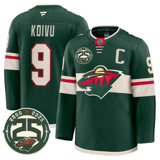 Men's Minnesota Wild 25th Anniversary Patch Premium Jersey - All Stitched