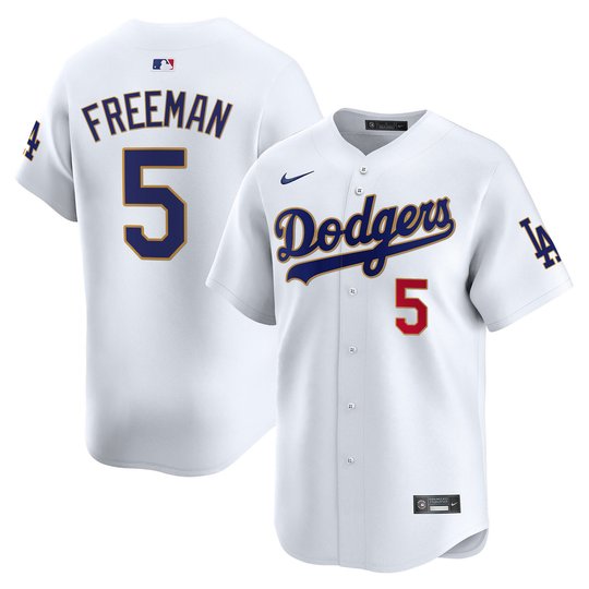 Men's Los Angeles Dodgers Gold Trim Vapor Premier Limited Jersey - All Stitched