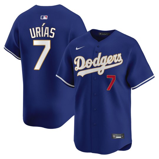 Men's Los Angeles Dodgers Gold Trim Vapor Premier Limited Jersey - All Stitched