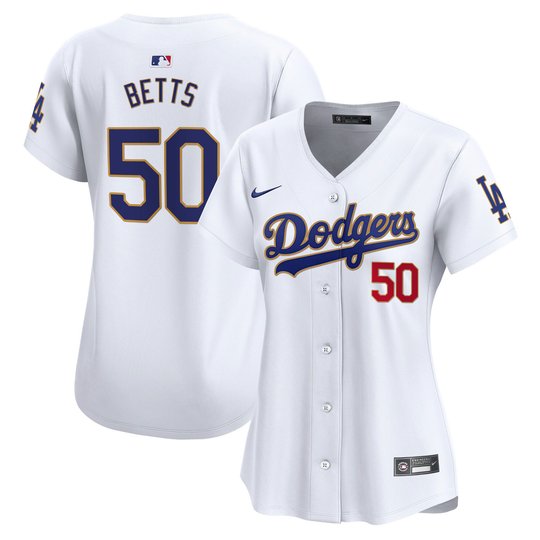 Women's Dodgers Gold Trim Vapor Premier Limited Jersey - All Stitched
