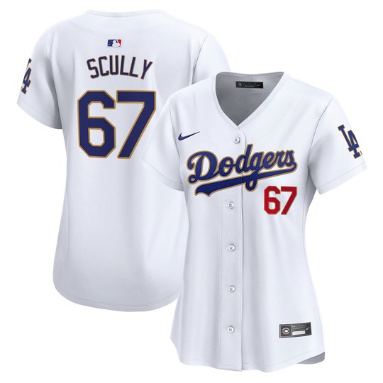 Women's Dodgers Gold Trim Vapor Premier Limited Jersey - All Stitched