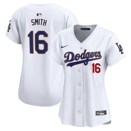 Women's Dodgers Gold Trim Vapor Premier Limited Jersey - All Stitched