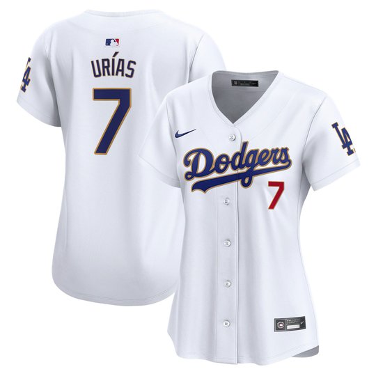 Women's Dodgers Gold Trim Vapor Premier Limited Jersey - All Stitched