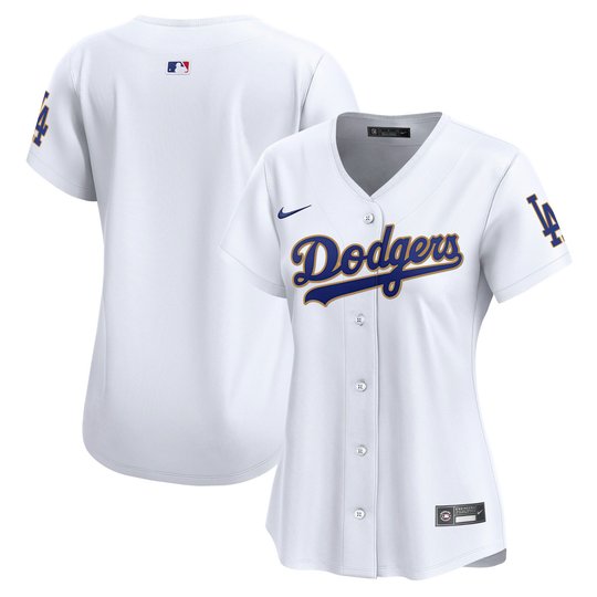 Women's Dodgers Gold Trim Vapor Premier Limited Jersey - All Stitched