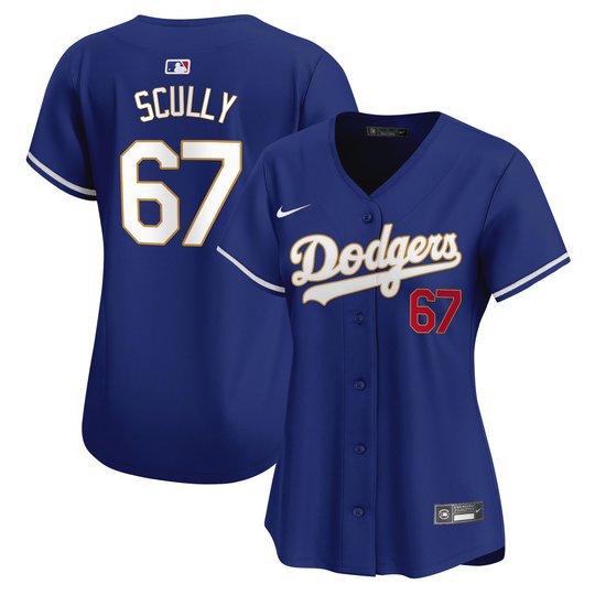 Women's Dodgers Gold Trim Vapor Premier Limited Jersey - All Stitched