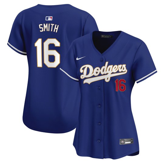 Women's Dodgers Gold Trim Vapor Premier Limited Jersey - All Stitched