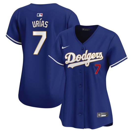 Women's Dodgers Gold Trim Vapor Premier Limited Jersey - All Stitched