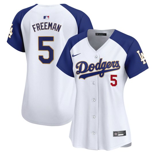 Women's Dodgers Gold Trim Vapor Premier Limited Jersey - All Stitched