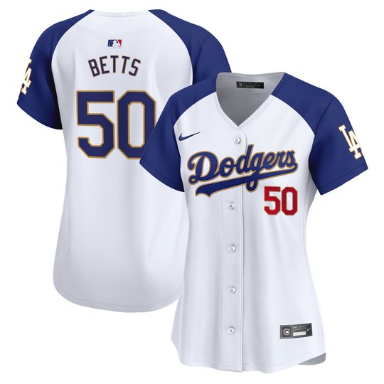 Women's Dodgers Gold Trim Vapor Premier Limited Jersey - All Stitched