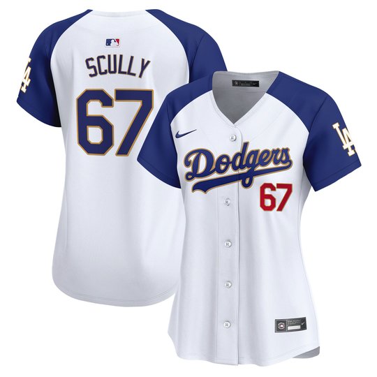 Women's Dodgers Gold Trim Vapor Premier Limited Jersey - All Stitched